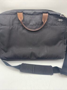 Jack Spade Canvas Messenger Bag Crossbody Computer Travel Leather Handles Black